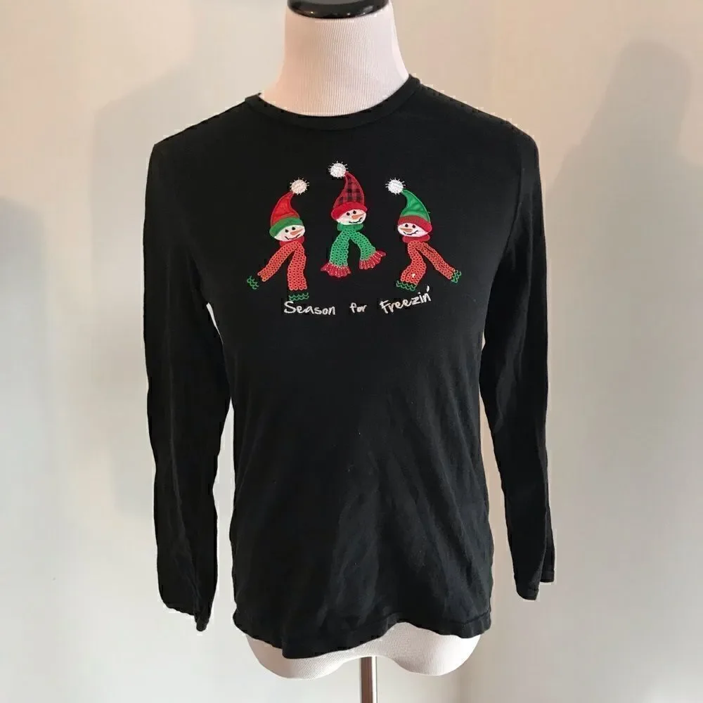 Long Sleeve Christmas T-Shirt Season For Freezing